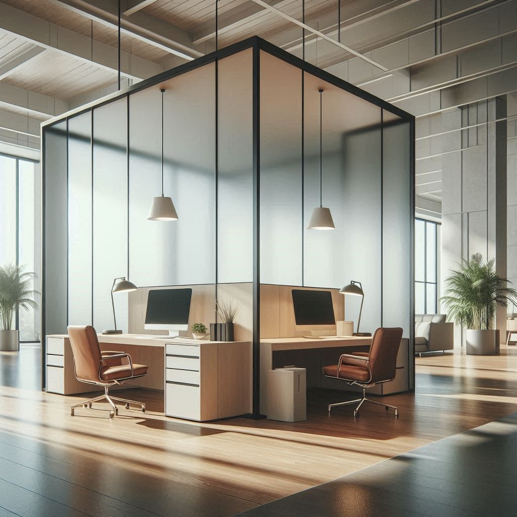 Modern coffee‑shop interior blending sleek black furniture with vintage brass lighting